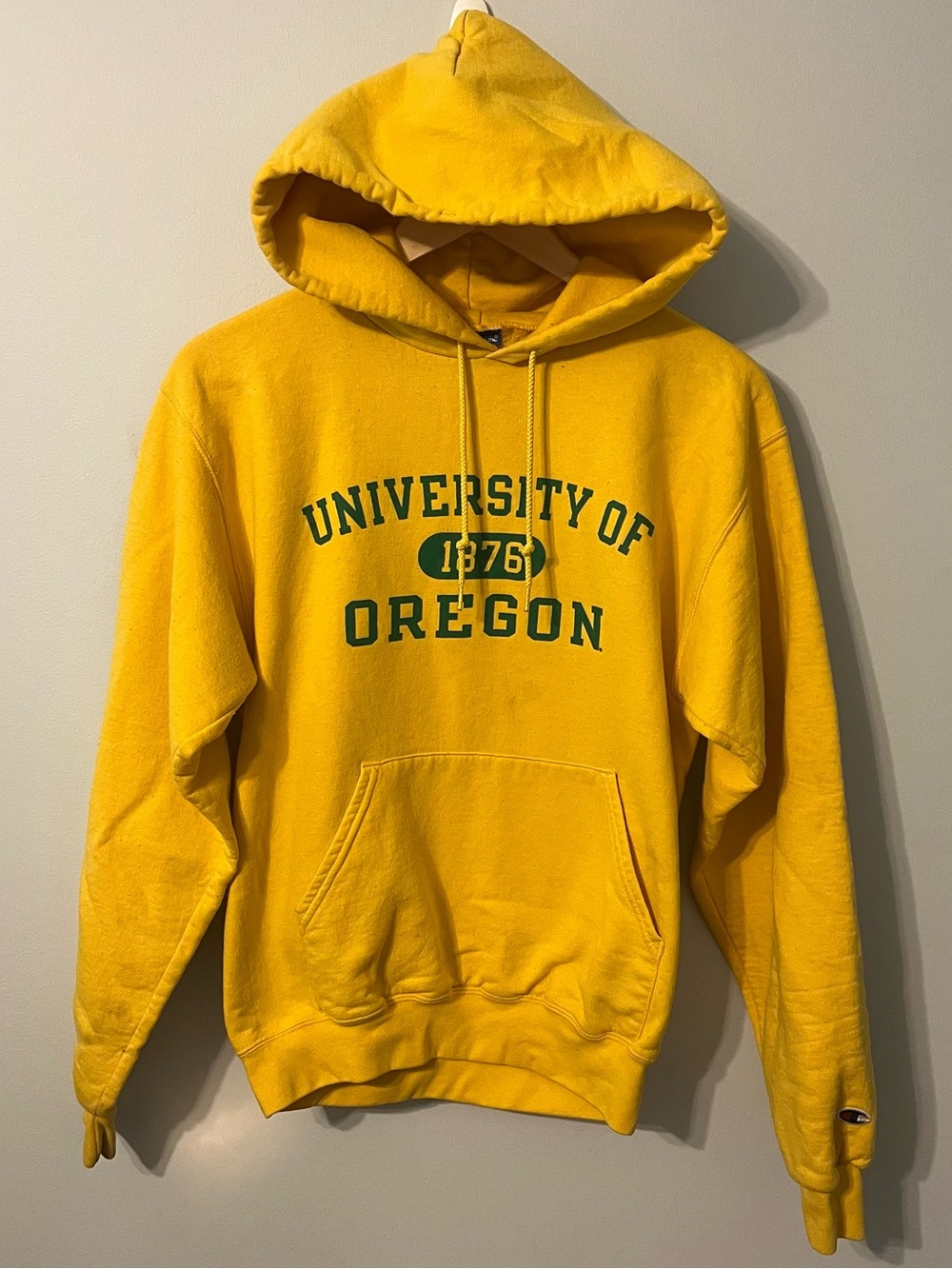 Vintage University of Oregon Hoodie Men’s S Champion Yellow Sweatshirt